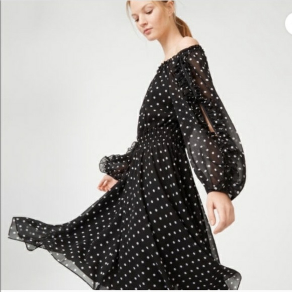 Club Monaco Polka Dot Griga Dress Size Large